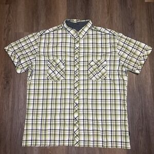 Kuhl Plaid Short Sleeve Pearl Snap Shirt Mens XXL Lightweight Ionik Green Hiking